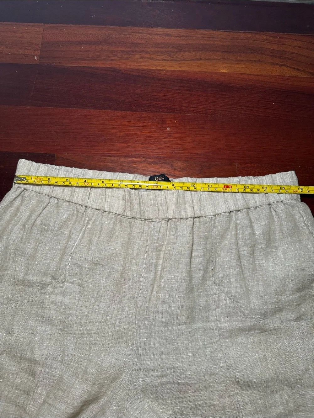 Quince 100% Linen Pull-On Pants Natural Oatmeal Wide Leg Pockets Size L